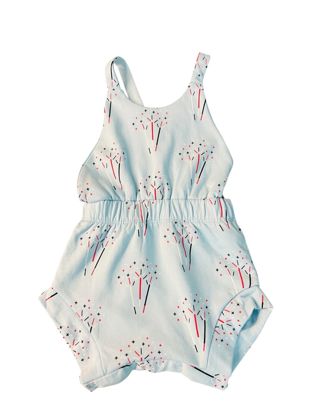 Monica + Andy Baby Light Blue Fireworks Printed Romper Size 12-18 Months